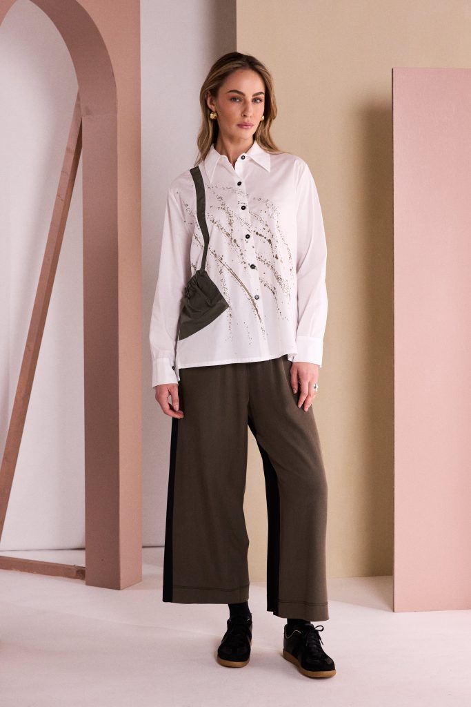 Naya Specked Placement Print Shirt Army