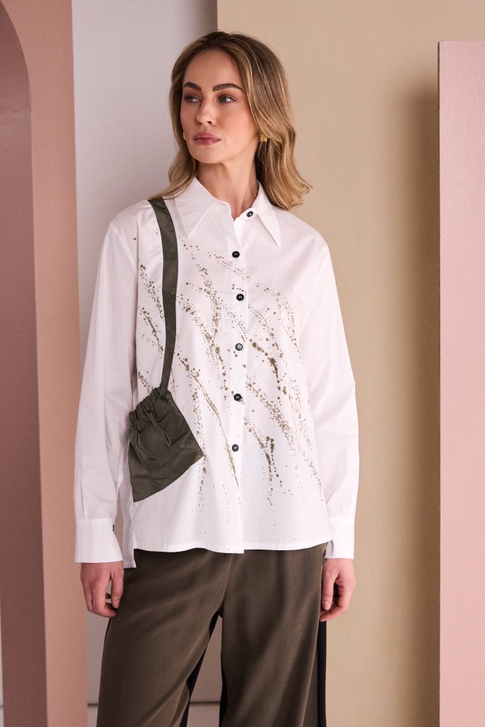 Naya Specked Placement Print Shirt Army