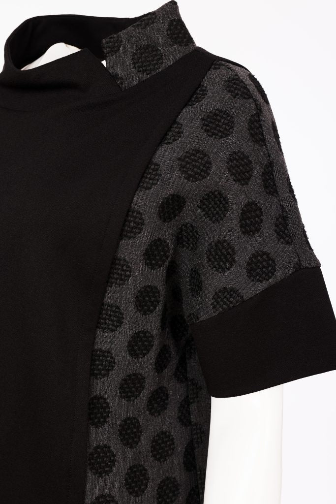 Naya High Neck Top With Jacquard Spot Panels