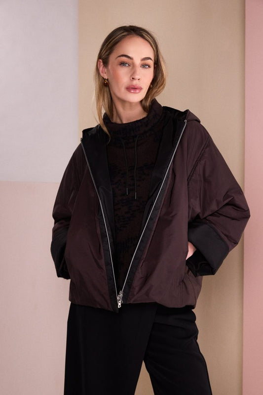 Naya Hooded Jacket With Contrast Zip