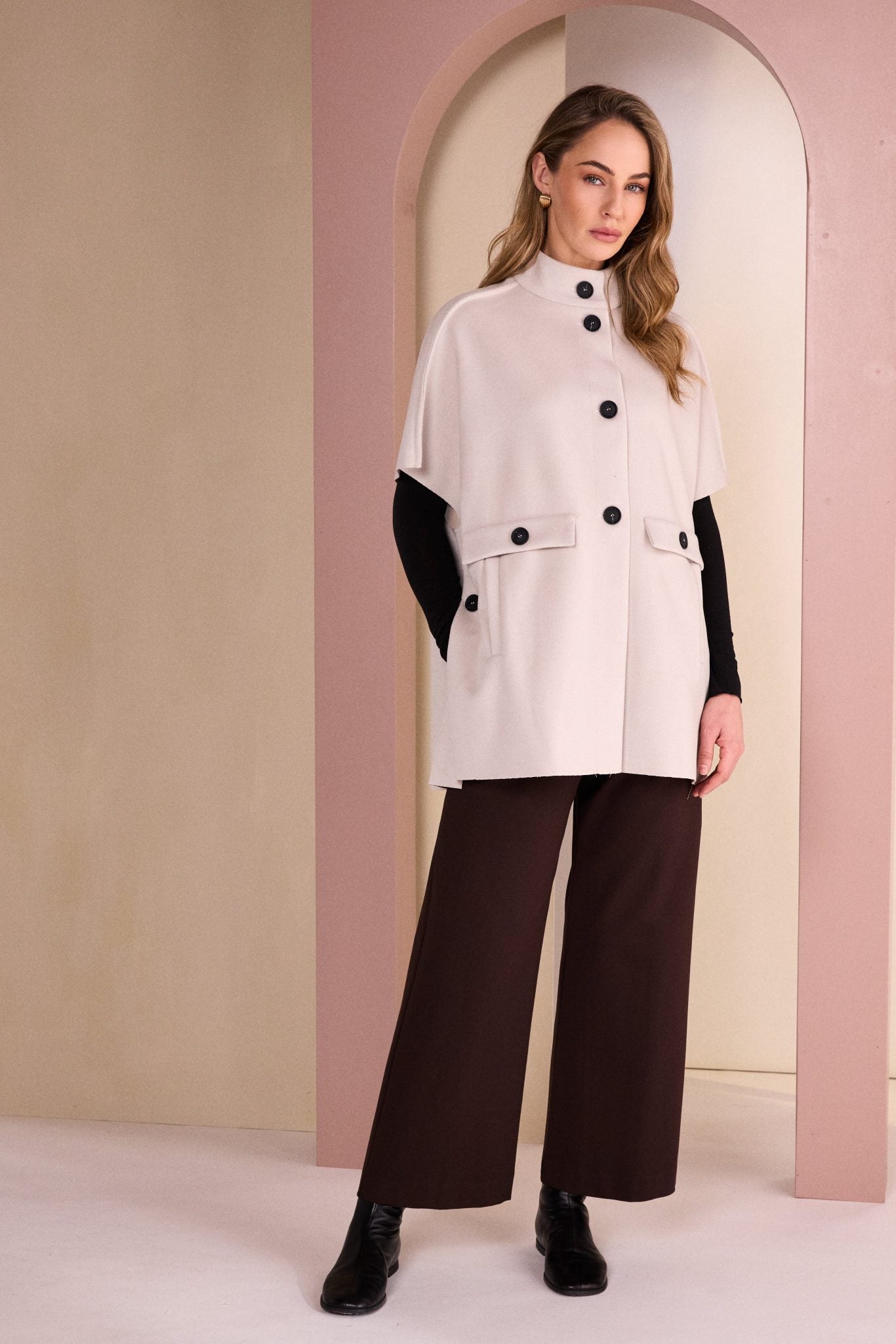 Naya High Neck Button Jacket