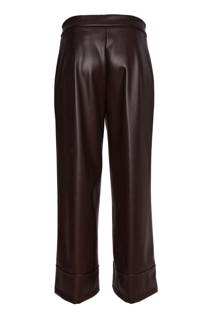 Naya Wide Leg Leatherette Trouser Choko