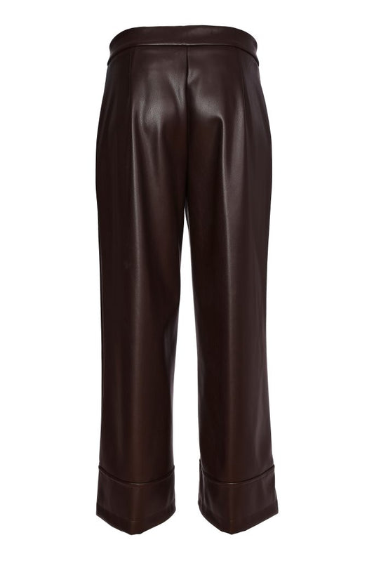 Naya Wide Leg Leatherette Trouser Choko