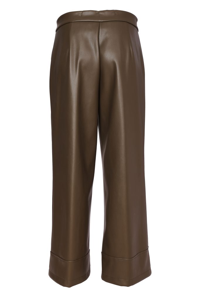 Naya Wide Leg Leatherette Trouser Thyme