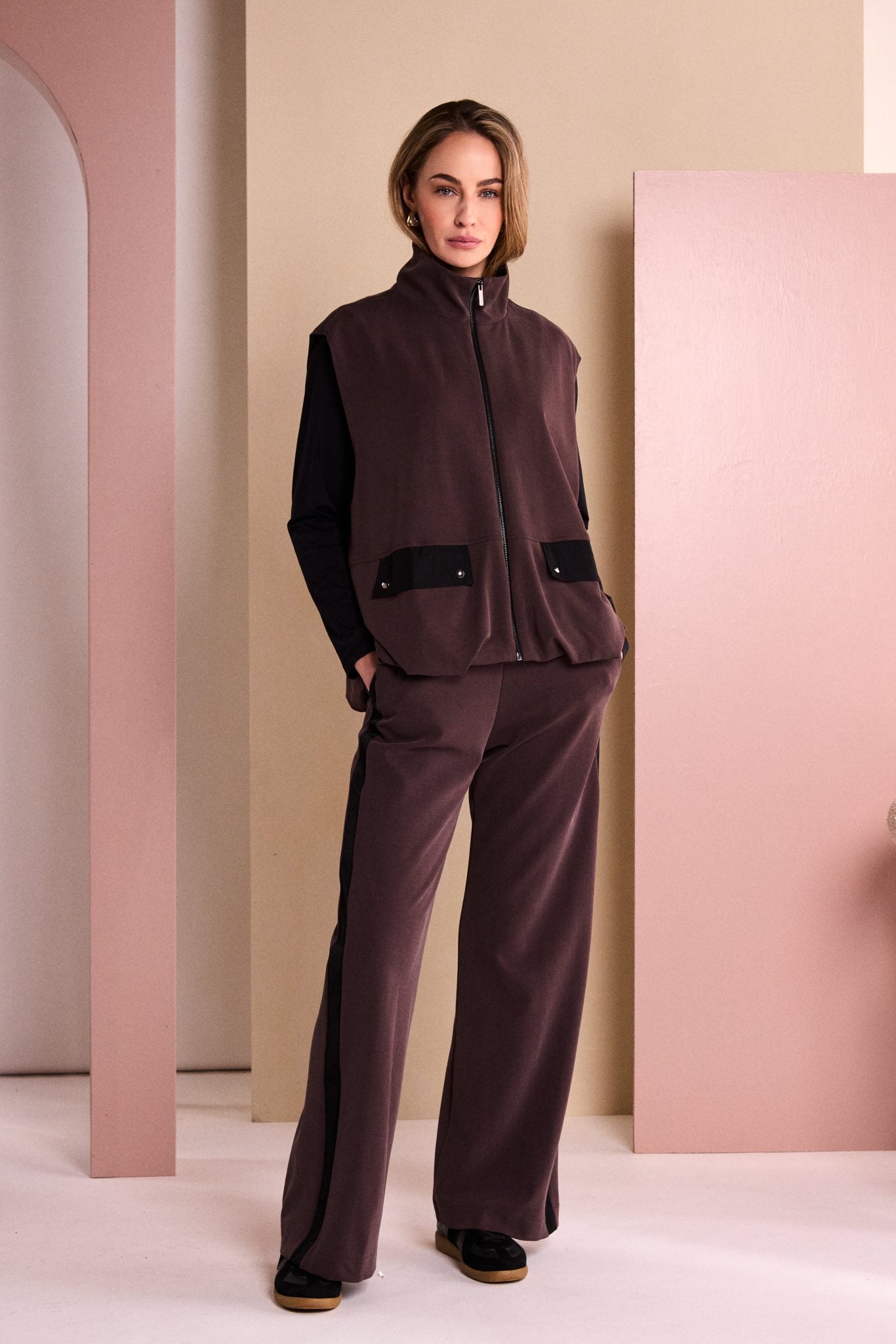 Naya Puff Ball Hem Zip Waistcoat