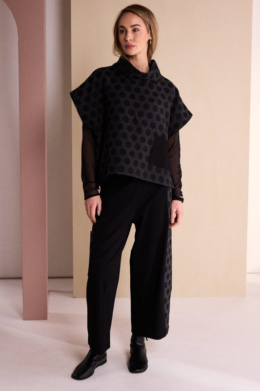 Naya Wide Leg Trouser With Jaquard Spot Panel