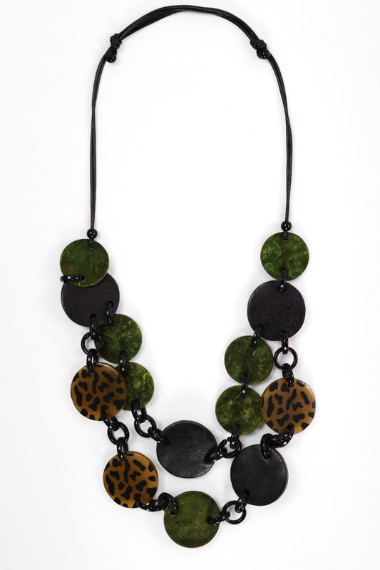 Naya Two Tone Mottled Disc Necklace