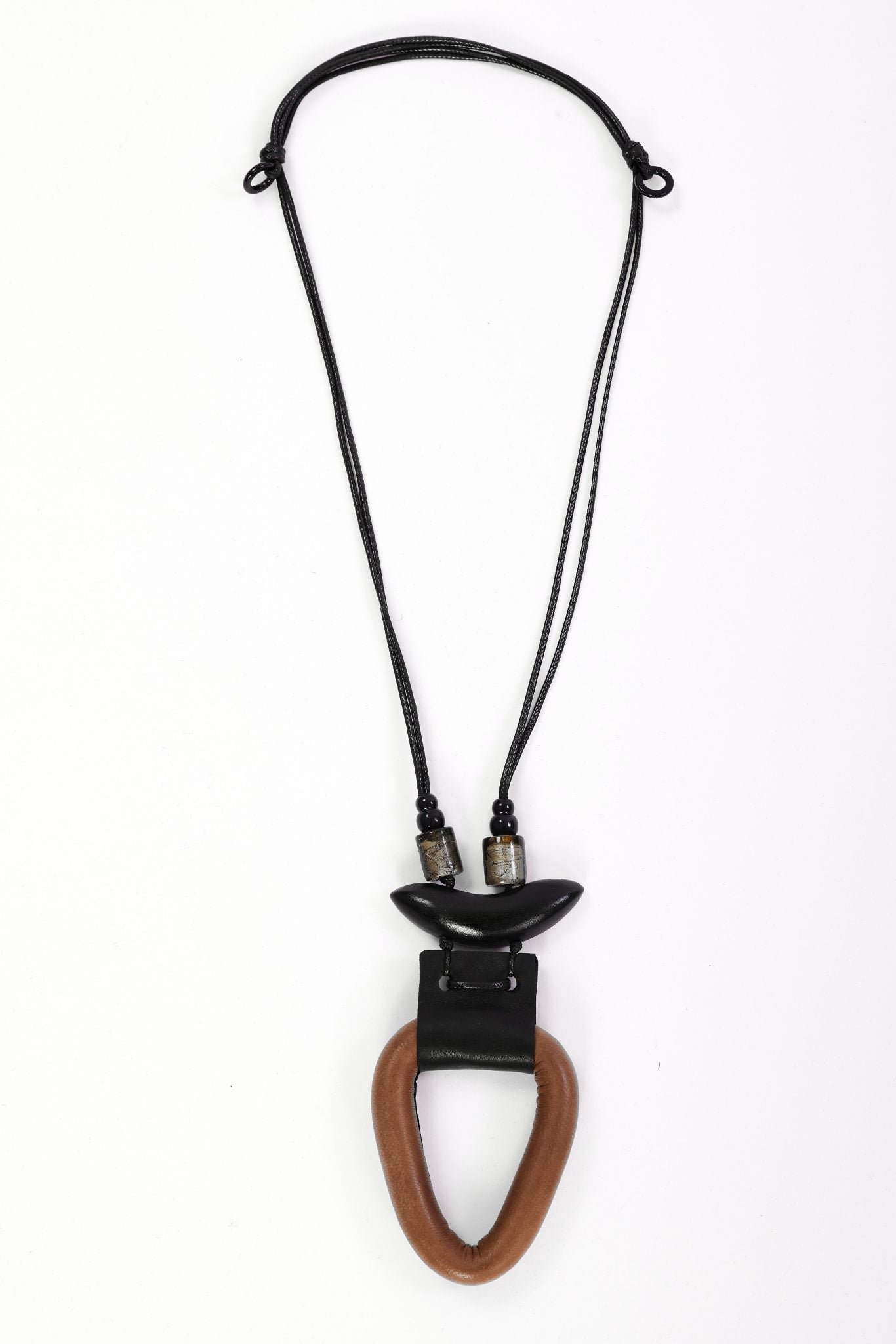 Naya Leather Look Triangle Necklace With Clasp Trim