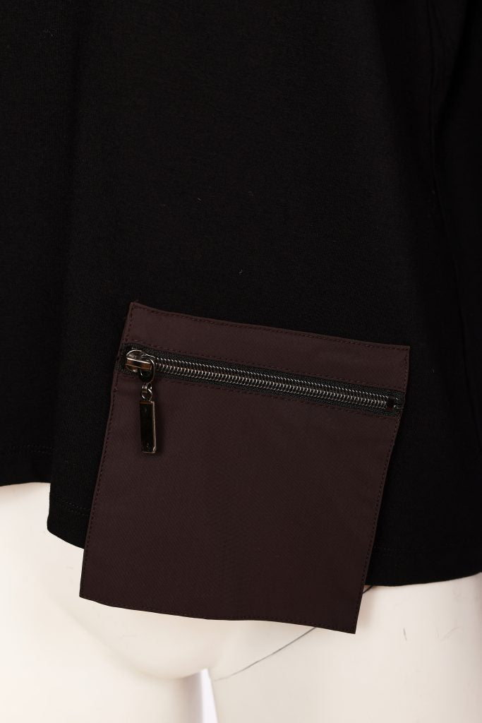 Naya Top With Contrast Zip Choko