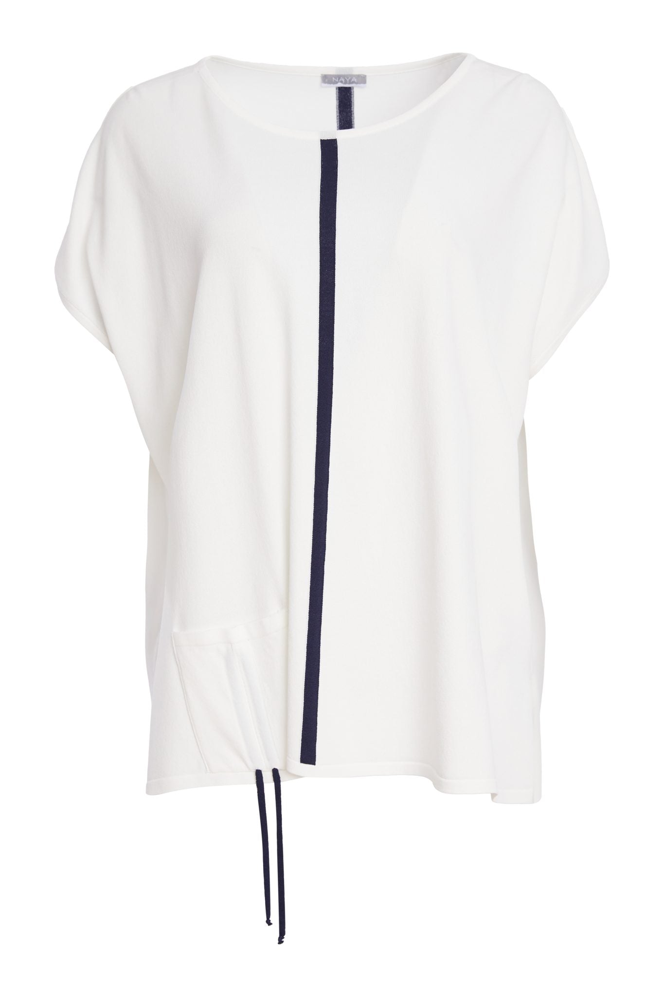 Naya Square Knit with Contrast Trim and Drawstring Pocket