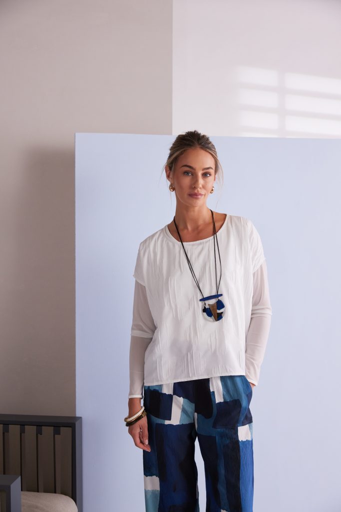 Naya Embossed Round Neck Top