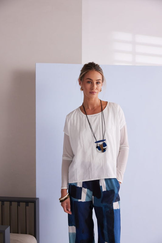 Naya Embossed Round Neck Top