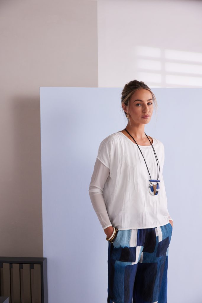 Naya Embossed Round Neck Top