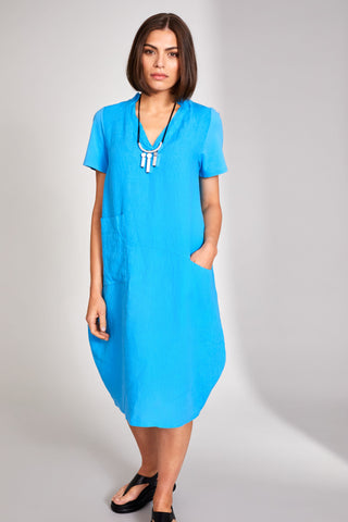Peruzzi Aysemmetric Pkt Dress- Blue