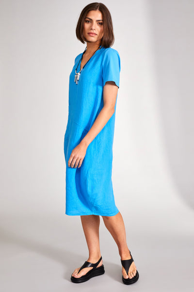 Peruzzi Aysemmetric Pkt Dress- Blue