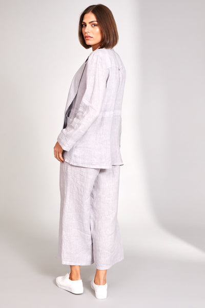 Peruzzi Button Linen Trousers- Silver