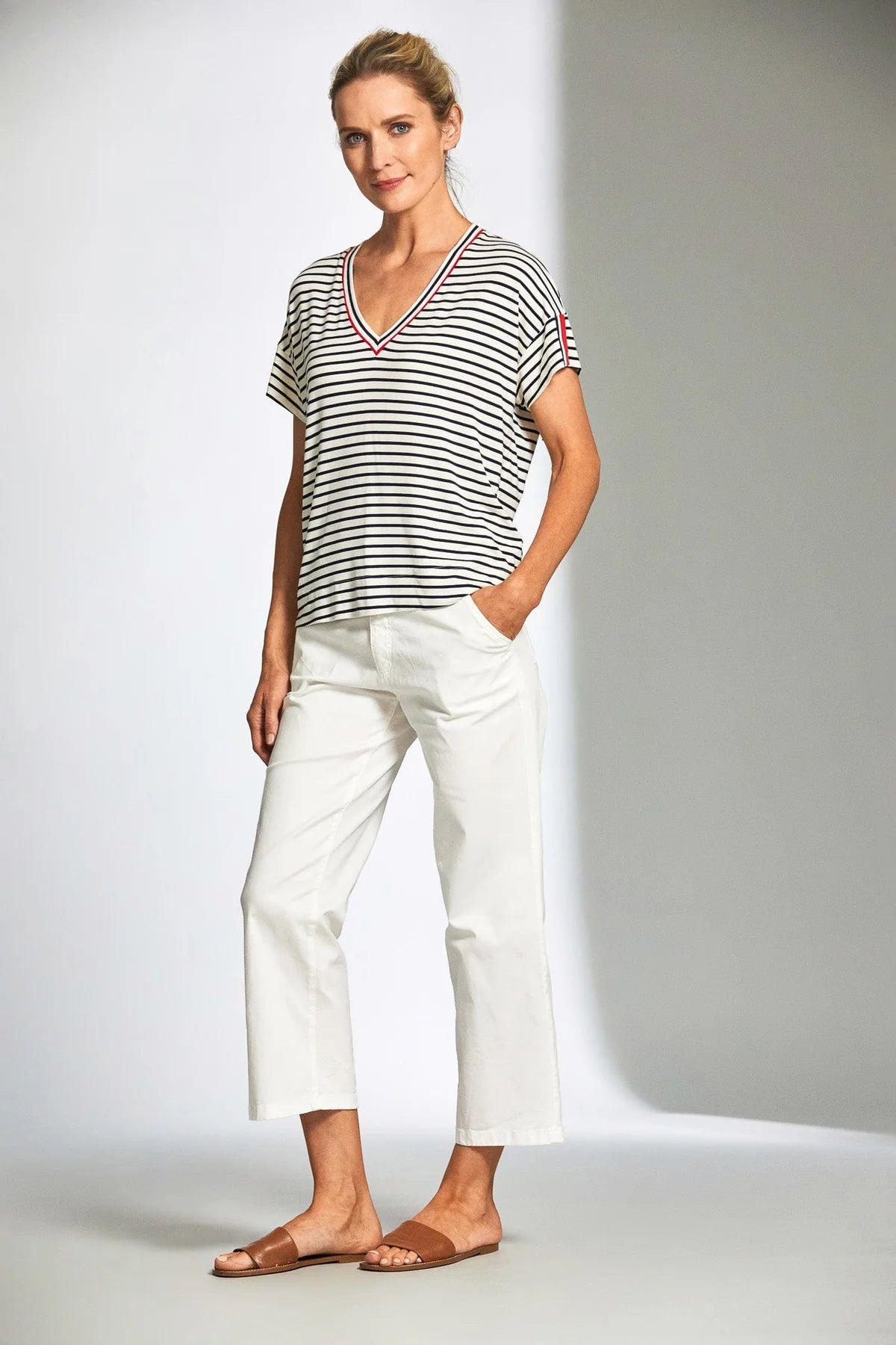 Peruzzi stripe V-neck T-shirt