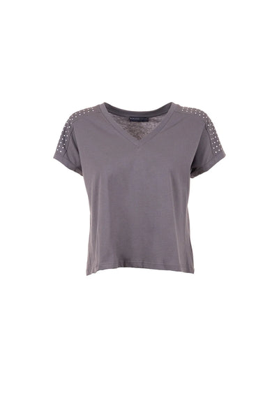 Peruzzi Metallic Contrast Sleeve Top