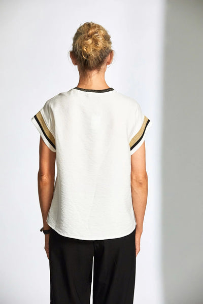 Peruzzi Metallic Contrast Sleeve Top