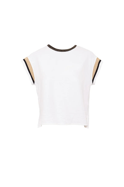 Peruzzi Metallic Contrast Sleeve Top