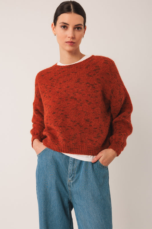 Indi & Cold Mohair Crop Sweater Terracotta