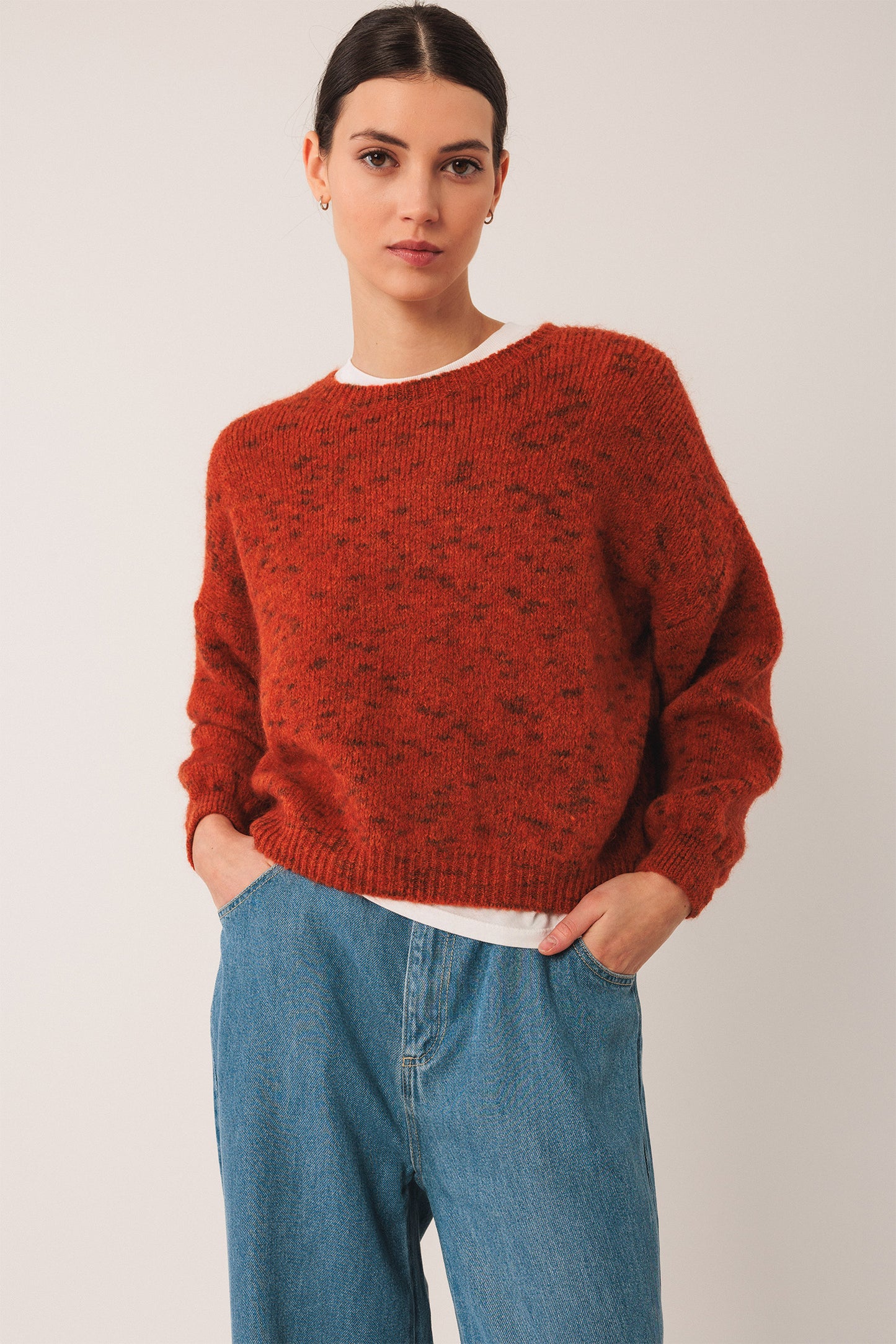 Indi & Cold Mohair Crop Sweater Terracotta