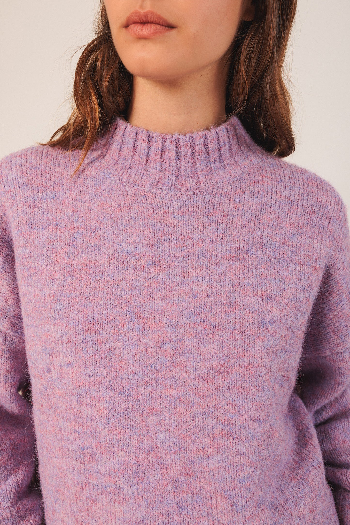 Indi & Cold Knit Turtleneck Sweater Mauve