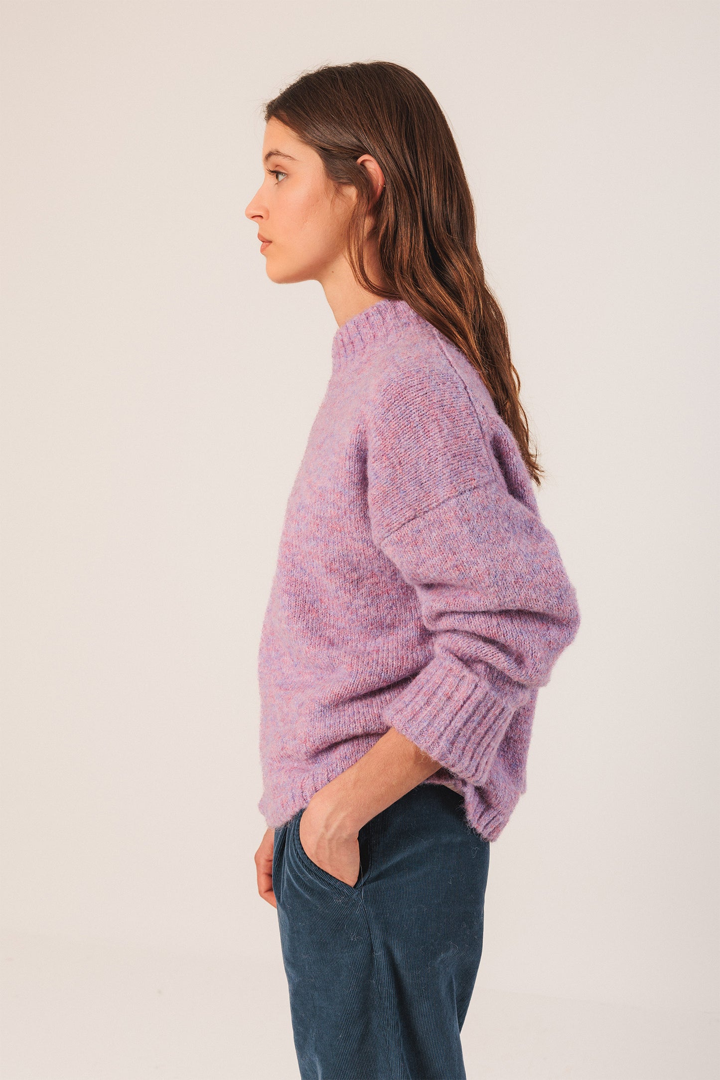 Indi & Cold Knit Turtleneck Sweater Mauve