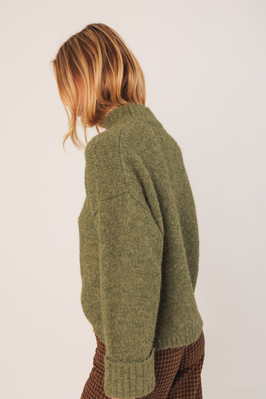 Indi & Cold Knit Turtleneck Sweater Green