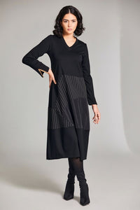 Peruzzi Pinstripe Dress-Black