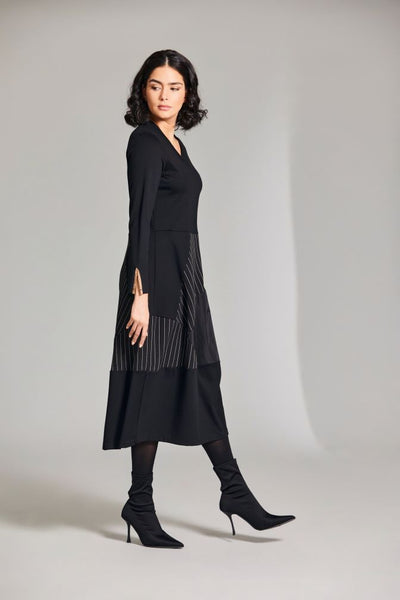 Peruzzi Pinstripe Dress-Black