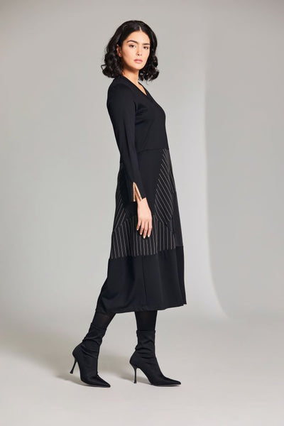 Peruzzi Pinstripe Dress-Black