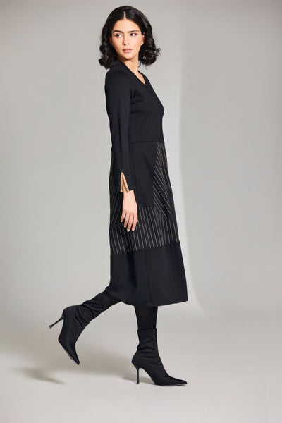 Peruzzi Pinstripe Dress-Black