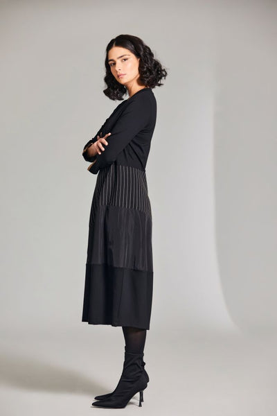 Peruzzi Pinstripe Dress-Black