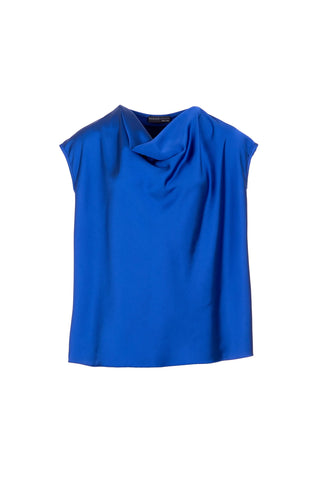 Peruzzi Cowl Neck Top- Blue