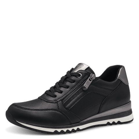 Marco Tozzi Lace Up Trainer -Black/Gunmetal