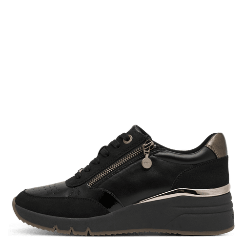 S.Oliver Black Wedge Zip Trainer