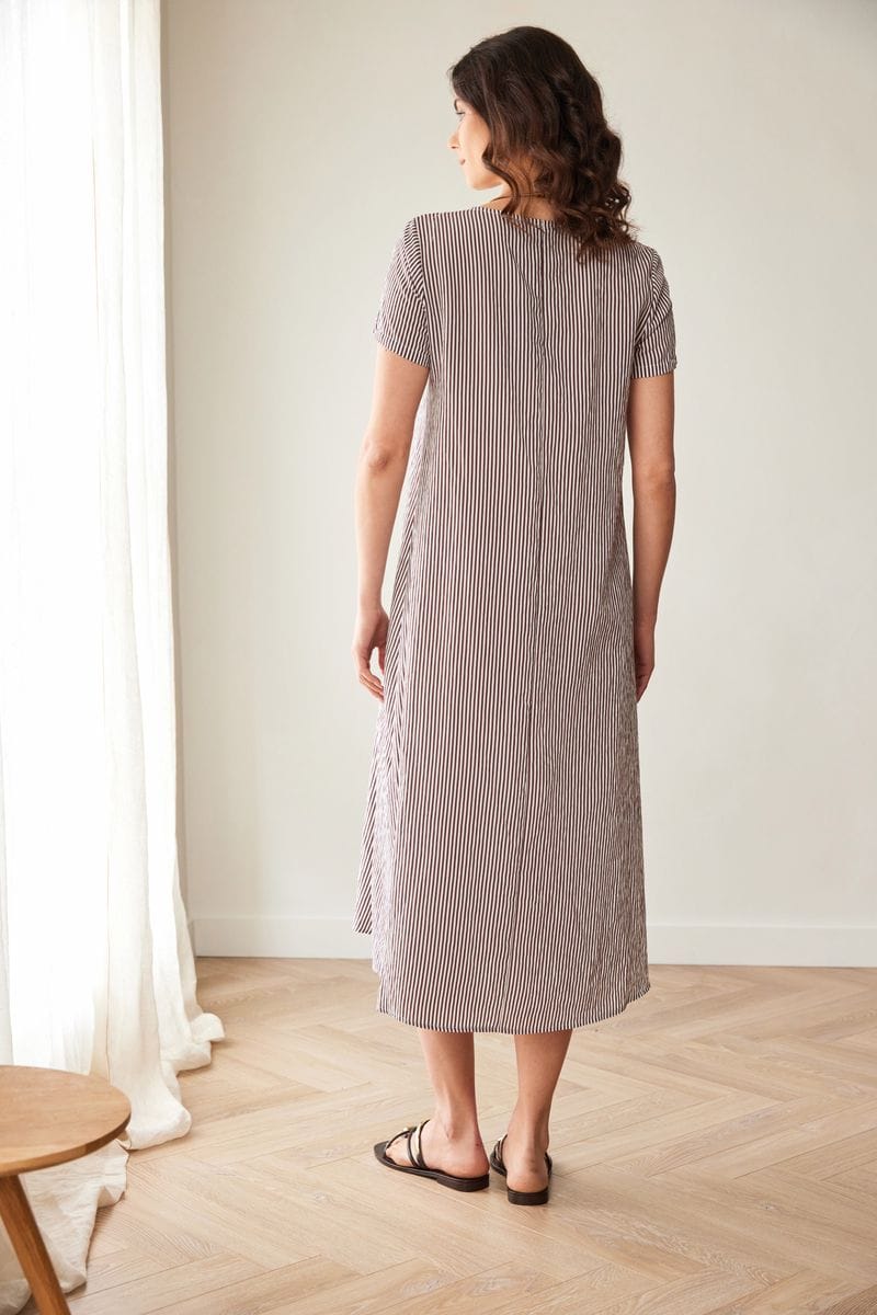 Peruzzi Stripe Dress Chocolate