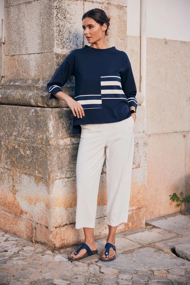 Peruzzi Stripe Top Navy