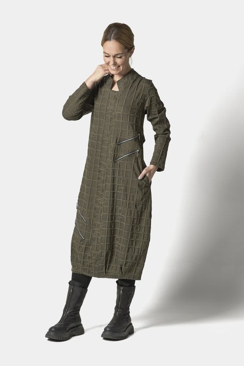 My Soul Lady Bubble Zip Dress Brown