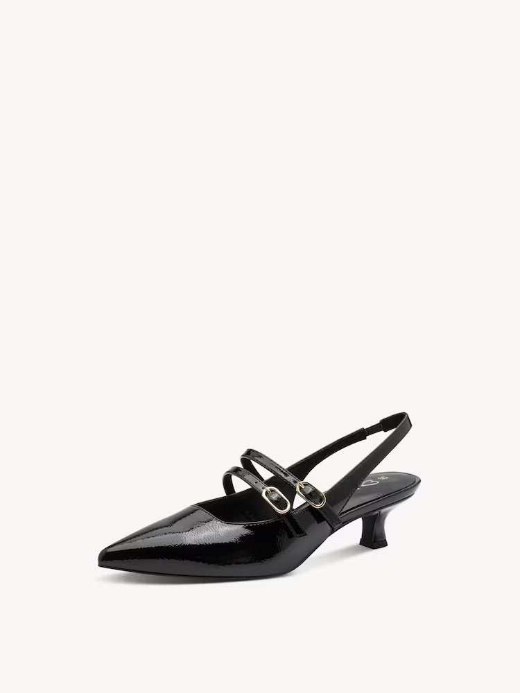Marco Tozzi Slingback Heel Black Patent