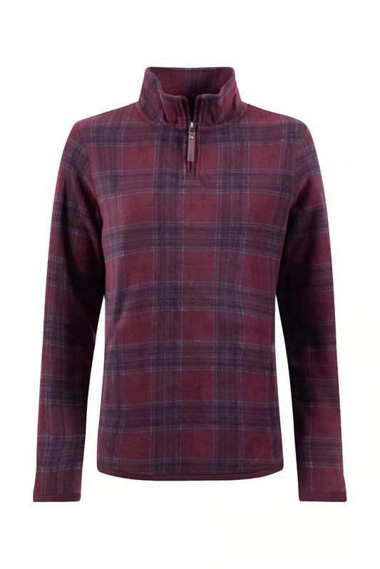 Weird Fish Reena 1/4 Zip Printed Microfleece Aubergine