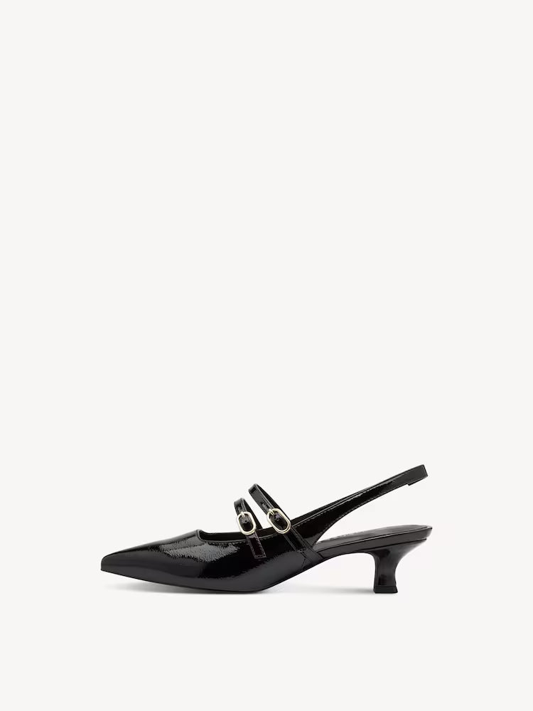 Marco Tozzi Slingback Heel Black Patent