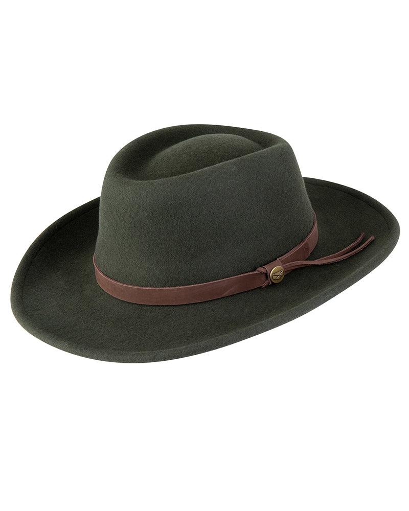 Hoggs of Fife Perth Crushable Felt Hat Olive
