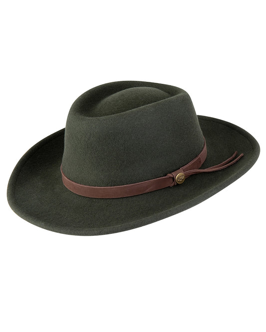 Hoggs of Fife Perth Crushable Felt Hat Olive