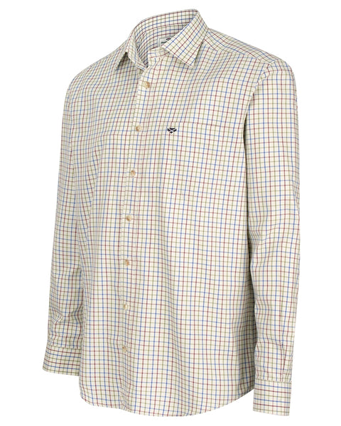 Hoggs Of Fife Inverness Cotton Shirt- Wine/Blue