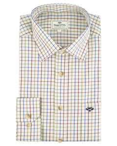 Hoggs Of Fife Inverness Cotton Shirt- Wine/Blue