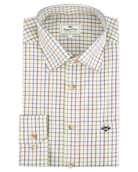 Hoggs Of Fife Inverness Cotton Shirt- Wine/Blue