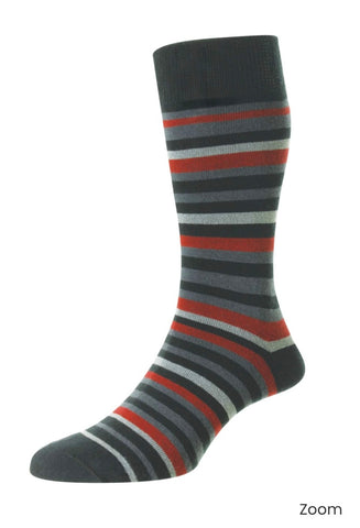 HJ640 Organic Cotton Comfort Top Socks Stripe