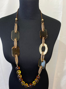 Amber and Gold Link Necklace